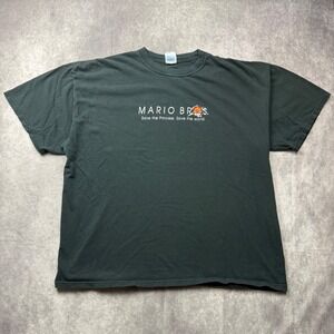 Mario Bros Save the Princess Nintendo T-Shirt Mens XXL M&O Knits Green Tee